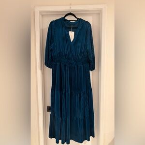 BloomChic Teal Textured Velvet Dress